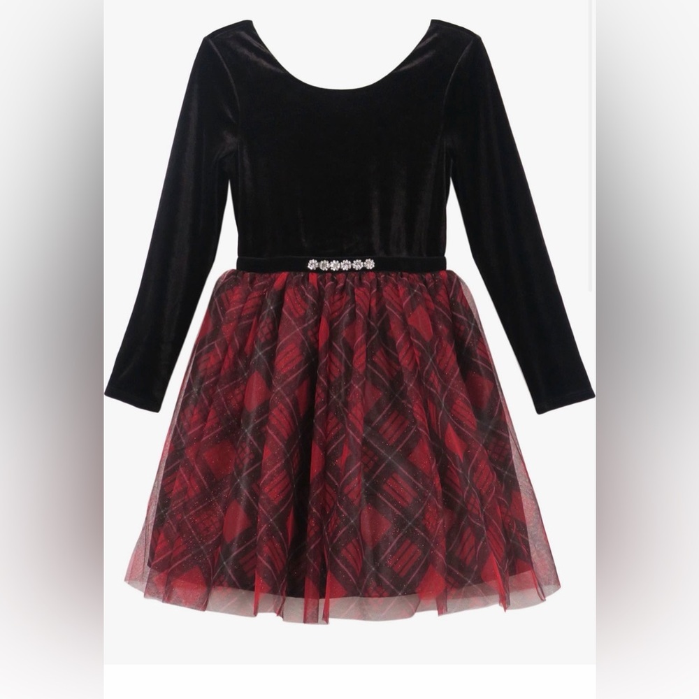 Holiday Black Velvet Long Sleeve Dress